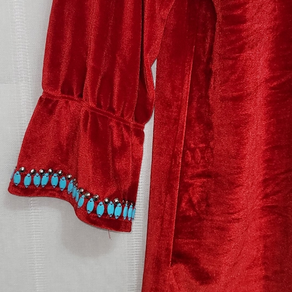 Back in the Saddle Red Velvet Beaded Dress… - Picture 3 of 11